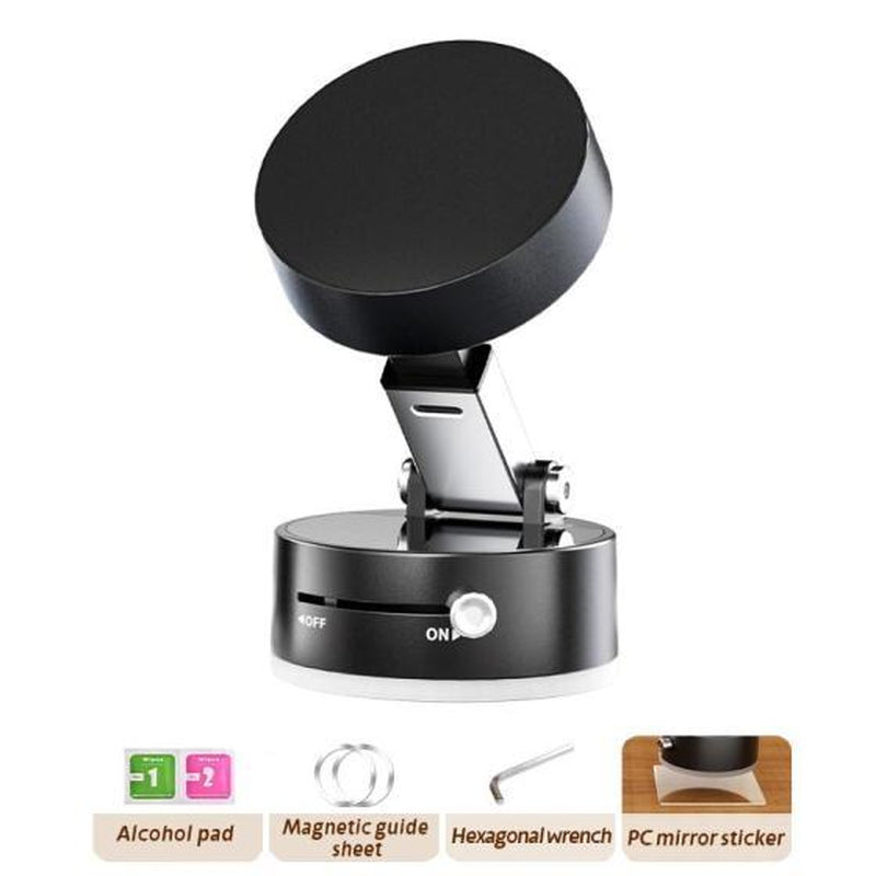 Vacuum Magnetic Suction Phone Holder, 2025 New Magnetic Suction Phone Mount, Foldable Portable Double-Sided Vacuum Magnetic Adsorption Adjustable Mobile Phone Holder for All Phones